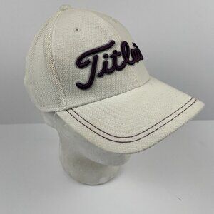 Titleist Golf Hat Cap Mesh Back  Size S/M White Purple Stretch